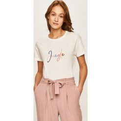 Answear - T-shirt. Białe bluzki damskie ANSWEAR, s, z aplikacjami, z bawełny, casualowe, z okrągłym kołnierzem. W wyprzedaży za 49,90 zł.
