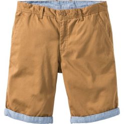 Bermudy chino z wywiniętymi nogawkami Regular Fit bonprix koniakowy. Pomarańczowe spodenki i szorty męskie marki bonprix, m, bez wzorów. Za 89,99 zł.