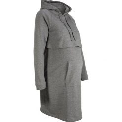 Sukienka ciążowa i do karmienia z kapturem bonprix szary melanż. Szare sukienki damskie bonprix, bez wzorów, z dzianiny, z kapturem, moda ciążowa, bez rękawów. Za 109,99 zł.