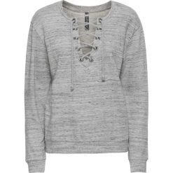 Bluzy damskie: Bluza ze sznurowaniem bonprix szary melanż