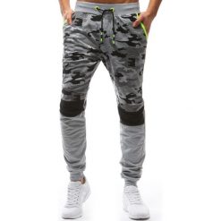 Spodnie męskie: Spodnie męskie dresowe camo szare (ux1213)