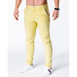 Chinosy męskie: SPODNIE MĘSKIE CHINO P646 – ŻÓŁTE
