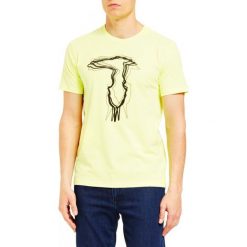 Trussardi Jeans koszulka męska 52T00326-1T003610 L żółta. Żółte koszulki męskie Trussardi Jeans, m, z nadrukiem, z bawełny, bez kołnierzyka, bez rękawów. Za 239,00 zł.