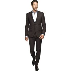 Garnitury: garnitur chiaro 313 brąz slim fit