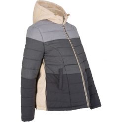 Kurtka pikowana ciążowa 2 w 1 bonprix szary melanż. Szare kurtki damskie bonprix, bez wzorów, moda ciążowa. Za 99,99 zł.