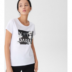 T-shirt z cekinami - Biały. Białe t-shirty damskie House, l. Za 39,99 zł.