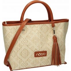 Shopper bag torebka damska nobo nbag-i1860-cm15. Brązowe torby damskie na zakupy Nobo, w paski, ze skóry, eleganckie, na ramię, małe, bez dodatków. Za 168,90 zł.
