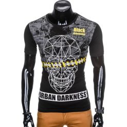 T-shirty męskie: T-SHIRT MĘSKI Z NADRUKIEM S933 – CZARNY