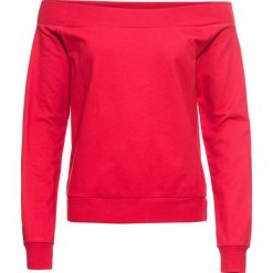 Bluza dresowa z dekoltem "carmen" bonprix czerwony. Czerwone bluzy damskie bonprix, z dresówki, bez kaptura. Za 69,99 zł.