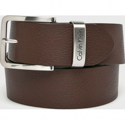 Calvin Klein Jeans - Pasek skórzany. Pomarańczowe paski męskie Calvin Klein Jeans, w paski, z jeansu. W wyprzedaży za 189,90 zł.