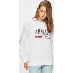 Armani Exchange - Bluza. Białe bluzy damskie Armani Exchange, s, z nadrukiem, z elastanu, bez rękawów, bez kaptura. W wyprzedaży za 299,90 zł.