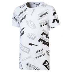 Puma Chłopięca Koszulka Graphic Aop 164 Czarna. Czarne t-shirty chłopięce marki Puma, z nadrukiem, z tkaniny, bez rękawów. Za 100,00 zł.