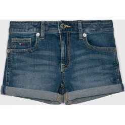 Tommy Hilfiger - Szorty dziecięce 128-176 cm. Niebieskie spodenki dziewczęce TOMMY HILFIGER, bez wzorów, z elastanu, casualowe. Za 199,90 zł.
