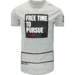 T-shirty męskie: T-shirt męski z nadrukiem szary (rx2090)