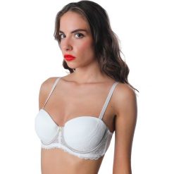 Biustonosz "Sublima" w kolorze kremowym. Białe biustonosze Audace, w koronkowe wzory, z koronki. W wyprzedaży za 34,95 zł.