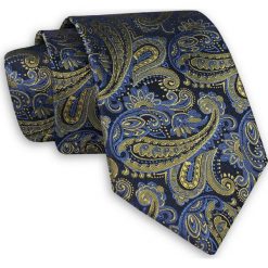 Krawat w Orientalny Wzór - Chattier KRCH1152. Niebieskie krawaty męskie Chattier, bez wzorów, z tkaniny, eleganckie. Za 40,00 zł.