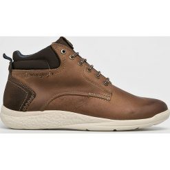 Wrangler - Buty Moose Mid. Brązowe buty sportowe męskie marki Wrangler, z materiału, na sznurówki. W wyprzedaży za 279,90 zł.
