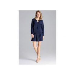 Sukienka M661 Granat. Niebieskie sukienki damskie FIGL, xl, bez wzorów, bez kołnierzyka, z długim rękawem, długie, maxi. Za 169,00 zł.