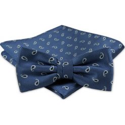 Modna Mucha Męska - Alties - Kolor Niebieski, Drobny Wzór Paisley MUALTS0264. Niebieskie muszki męskie Alties, na imprezę, w paski, eleganckie. Za 39,00 zł.