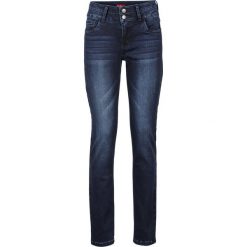 Dżins ze stretchem modelujące sylwetkę SLIM bonprix ciemnoniebieski. Niebieskie jeansy damskie slim bonprix, z jeansu. Za 179,99 zł.