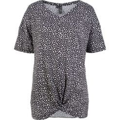 Shirt z przewiązaniem z lejącego modalu bonprix biały wzorzysty. Białe koszulki damskie bonprix, bez wzorów, bez kołnierzyka. Za 27,99 zł.