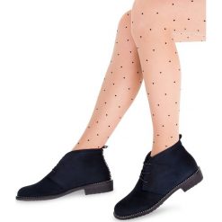 Botki damskie Abloom XW9089 Granatowe. Niebieskie botki damskie ABLOOM, z tworzywa sztucznego, klasyczne, na niskim obcasie, na obcasie, na sznurówki. Za 95,00 zł.