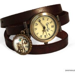 Zegarki damskie: Skórzany zegarek Steampunkowy kot – 0582