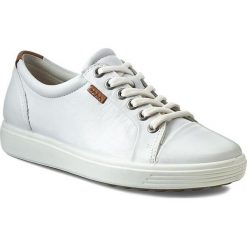 Półbuty ECCO - Soft 7 Ladies 43000301007 White. Białe półbuty damskie ecco, na co dzień, bez wzorów, ze skóry, bez obcasa, bez zapięcia. W wyprzedaży za 369,00 zł.