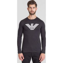 CZARNY LONGSLEEVE EMPORIO ARMANI. Czarne bluzy męskie Emporio Armani, xxl, z nadrukiem, z bawełny, z okrągłym kołnierzem, bez rękawów, bez kaptura. Za 339,00 zł.
