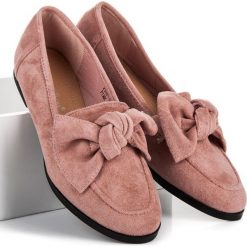 Mokasyny damskie: Zamszowe mokasyny z kokardą SWEET SHOES różowe