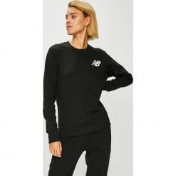 New Balance - Bluza. Szare bluzy z nadrukiem damskie New Balance, l, z bawełny, bez kaptura. Za 199,90 zł.