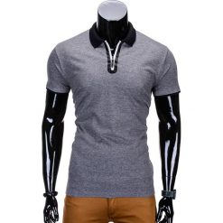 KOSZULKA MĘSKA POLO BEZ NADRUKU S664 - GRAFITOWA. Szare koszulki polo Ombre Clothing, m, z nadrukiem, z bawełny. Za 35,00 zł.