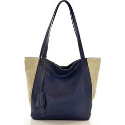 Shopper bag damskie: BETTE Shopper skórzany MAZZINI granat z beżem