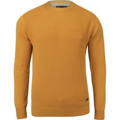 Złoty Bawełniany Sweter Męski - BRAVE SOUL - 100% Bawełna, Dziergany, Okrągły Dekolt, Żółty SWBRSAW18BOSEgold. Żółte swetry męskie m, z bawełny, klasyczne, z okrągłym kołnierzem. Za 89,00 zł.