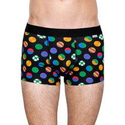 Happy Socks - Bokserki. Czarne bokserki męskie Happy Socks, bez wzorów, z elastanu. W wyprzedaży za 49,90 zł.