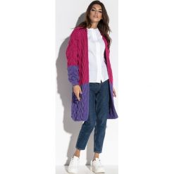 Kardigan F571 fioletowy. Fioletowe swetry damskie Tagless, s, bez wzorów, z wełny. Za 190,00 zł.