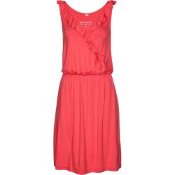 Sukienka shirtowa bonprix koralowy. Różowe sukienki damskie bonprix, bez wzorów, bez kołnierzyka, bez rękawów. Za 74,99 zł.