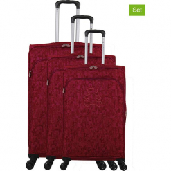 Walizki (3 szt.) "Lulu Cactus" w kolorze fuksji. Czerwone walizki marki Lulu Castagnette, z materiału. W wyprzedaży za 673,95 zł.