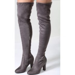 Ciemnoszare Kozaki Get Enough. Szare buty zimowe damskie other, z materiału, z okrągłym noskiem, na wysokim obcasie, na obcasie. Za 139,99 zł.