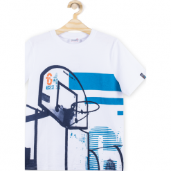 Koszulka. Białe t-shirty chłopięce SQUAD 64, z aplikacjami, z bawełny, z krótkim rękawem. Za 29,90 zł.