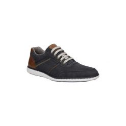 Buty Rieker Półbuty z nubuku sznurowane 17810-14. Czarne trampki męskie Rieker, bez wzorów, z nubiku, na sznurówki. Za 298,99 zł.