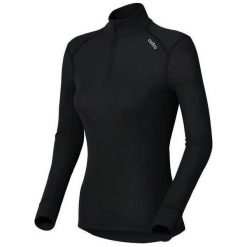 Bluzki, topy, tuniki: Odlo Koszulka Tech. Shirt l/s Turtle Neck 1/2 Zip WARM Czarna (152001)