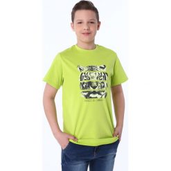 T-shirt chłopięcy z tygrysem zielony NDZ7678. Zielone t-shirty chłopięce marki Fasardi, bez wzorów, bez rękawów. Za 39,00 zł.