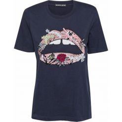 T-shirt MARKUS LUPFER ARTIC FLOWER LIP Granatowy. Niebieskie t-shirty damskie marki Markus Lupfer, s, z aplikacjami, z bawełny, bez kołnierzyka. W wyprzedaży za 480,00 zł.