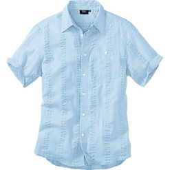Koszula z kory, krótki rękaw bonprix jasnoniebieski. Niebieskie koszule męskie bonprix, na lato, xl, bez wzorów, bez kołnierzyka, z krótkim rękawem. Za 69,99 zł.