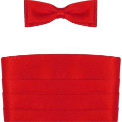 Czerwony pas smokingowy z muchą slim PS01. Czerwone muszki męskie Modini Moda Męska, na co dzień, bez wzorów, z poliesteru, eleganckie. Za 99,00 zł.