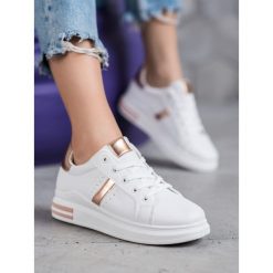 Buty sportowe ze zŁotymi wstawkami. Żółte buty sportowe damskie SHELOVET, bez wzorów, ze skóry ekologicznej, sportowe. Za 79,00 zł.