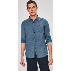 Guess Jeans - Koszula. Niebieskie koszule męskie marki Guess Jeans, s, z aplikacjami, z elastanu, casualowe, z włoskim kołnierzykiem, z długim rękawem. W wyprzedaży za 299,90 zł.