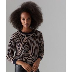 Wzorzysty sweter z domieszką wełny - Niebieski. Niebieskie swetry damskie Mohito, s, bez wzorów, z wełny, bez rękawów, bez kaptura. Za 119,99 zł.