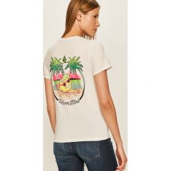 Volcom - T-shirt. Czarne bluzki damskie Volcom, s, z nadrukiem, z bawełny, z okrągłym kołnierzem. W wyprzedaży za 119,90 zł.